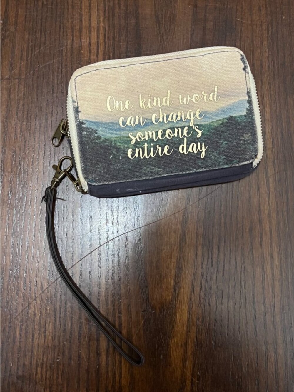 Natural Life One Kind Word Can Change Someone's Entire Day Canvas Wallet Wristle - Picture 3 of 7